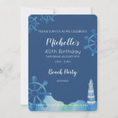 Leuchtturm Strand Wasserfarbe Handbemalte Einladun Einladung (Vorderseite)