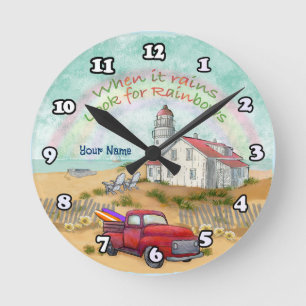 Leuchtturm Strandwagen Runde Wanduhr