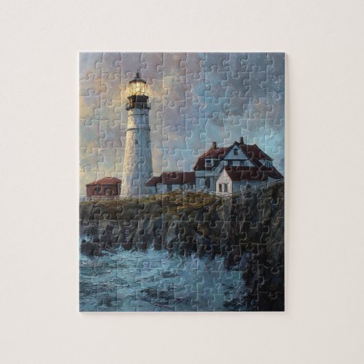 Leuchtturm strukturierte Ölgemälde Puzzle (Vertikal)