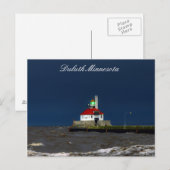 Leuchtturm Sturm Postkarte (Vorne/Hinten)