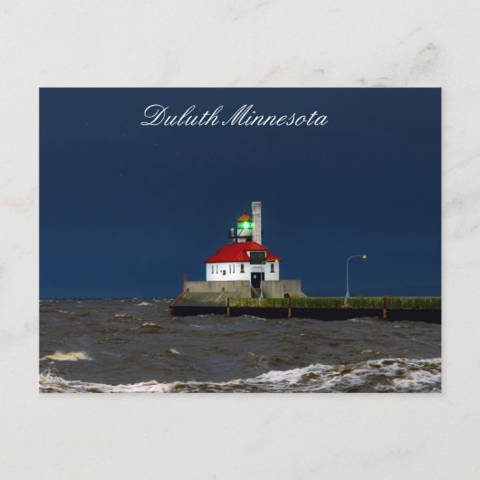 Leuchtturm Sturm Postkarte (Vorderseite)
