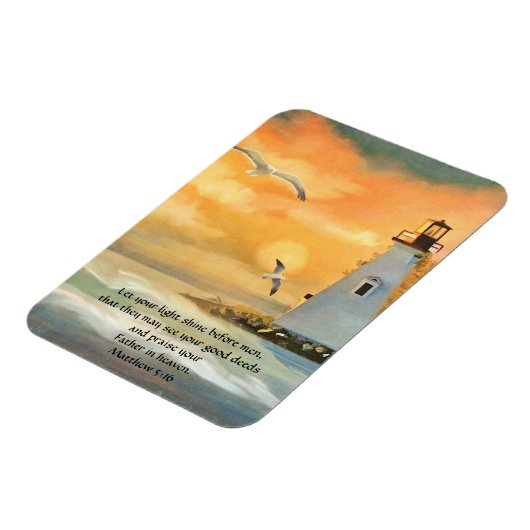 Leuchtturm Sunset Bible Verse Magnet (Linke Seite)