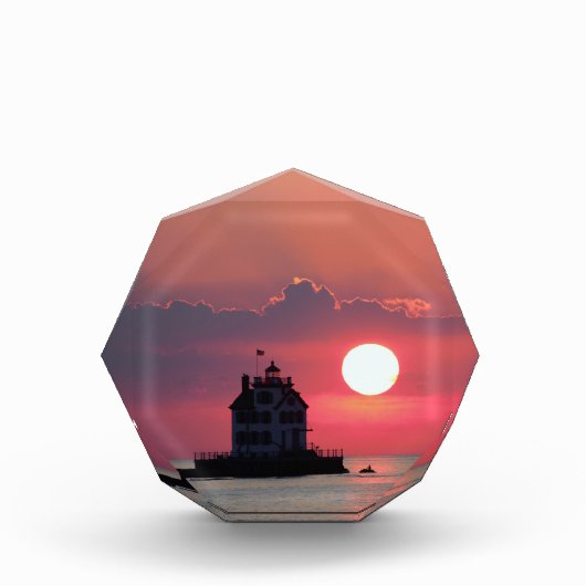 Leuchtturm Sunset Foto Block (Vorderseite)