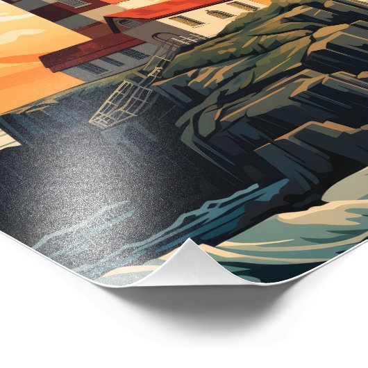 Leuchtturm Sunset Fotodruck (Ecke)