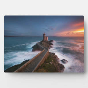 Leuchtturm Sunset Plouzané Finistère, Bretagne Fotoplatte