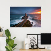 Leuchtturm Sunset Plouzané | Finistère, Bretagne Poster (Heimbüro)