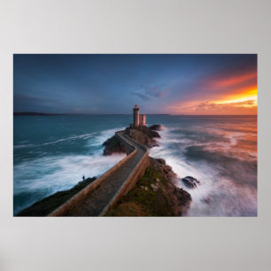 Leuchtturm Sunset Plouzané Finistère, Bretagne Poster