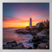 Leuchtturm Sunset Poster (Vorne)