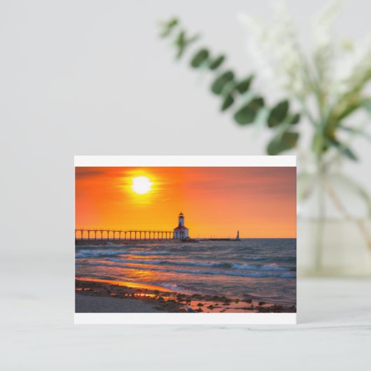 Leuchtturm Sunset Postkarte (Stehend Vorderseite)