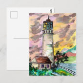 Leuchtturm Sunset Postkarte (Vorne/Hinten)