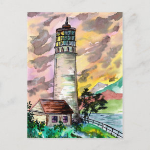 Leuchtturm Sunset Postkarte