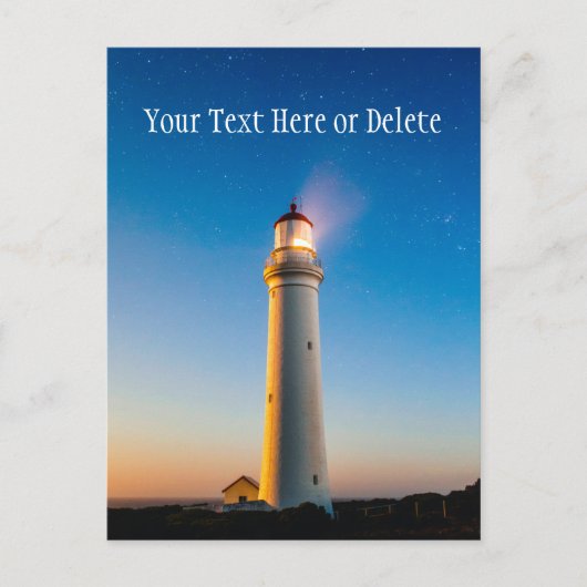 Leuchtturm Sunset Under Starry Blue Twilight Sky Postkarte (Vorderseite)