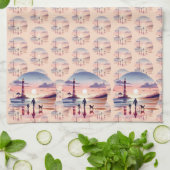 Leuchtturm Sunset Walk Coastal Szene Geschirrtuch (Gefaltet)