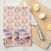 Leuchtturm Sunset Walk Coastal Szene Geschirrtuch (Viertel Falte)