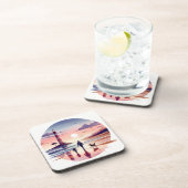 Leuchtturm Sunset Walk Coastal Szene Getränkeuntersetzer (Rechte Seite)