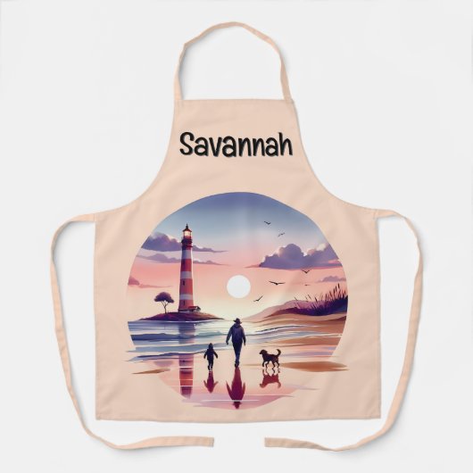 Leuchtturm Sunset Walk Coastal Szene Schürze (Vorderseite)