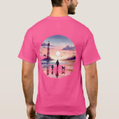 Leuchtturm Sunset Walk Coastal Szene T-Shirt (Rückseite)