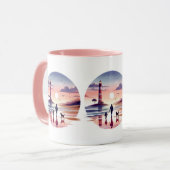 Leuchtturm Sunset Walk Coastal Szene Tasse (Vorderseite Links)