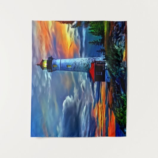 Leuchtturm Sunset Wandteppich (Vorderseite)