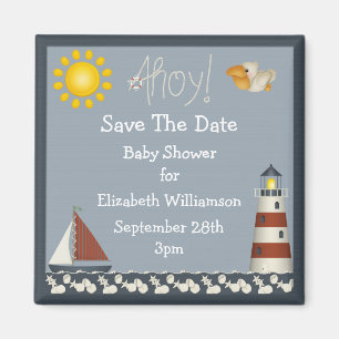 Leuchtturm-u. Segelboot-Save the Date Baby-Dusche Magnet
