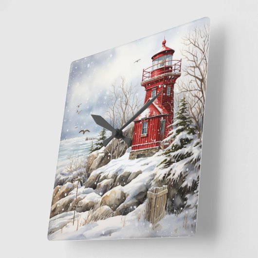 Leuchtturm-Uhr Quadratische Wanduhr (Winkel)