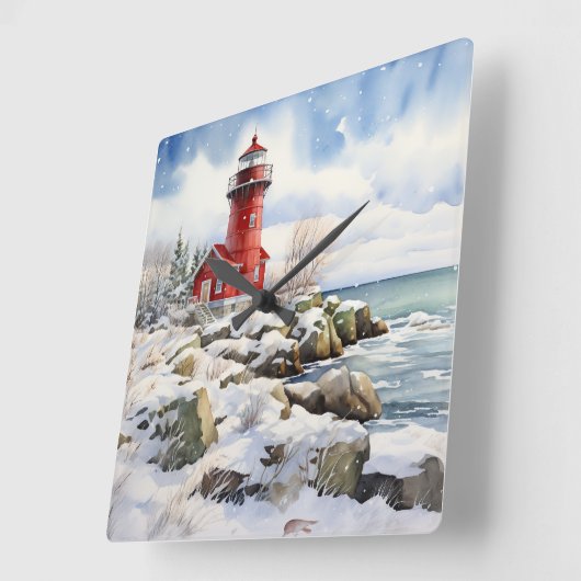 Leuchtturm-Uhr Quadratische Wanduhr (Winkel)