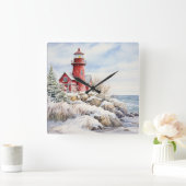 Leuchtturm-Uhr Quadratische Wanduhr (Zuhause)