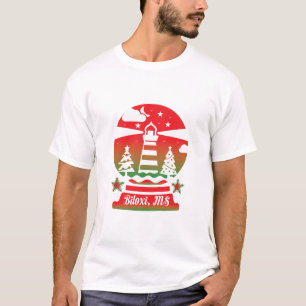 Leuchtturm und Baum Vintage-Weihnachts-T-Shirt-Des T-Shirt