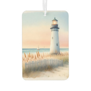 Leuchtturm und Cottage am Meer - Aquarellszene Autolufterfrischer