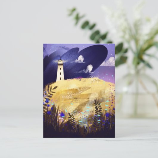 Leuchtturm und die Cloud Postkarte (Stehend Vorderseite)