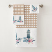 Leuchtturm und Gingham Kariert Badhandtuch Set (Insitu)