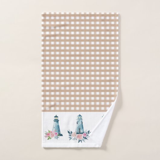 Leuchtturm und Gingham Kariert Badhandtuch Set (Handtuch)