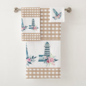 Leuchtturm und Gingham Kariert Bath Handtuch Set (Insitu)