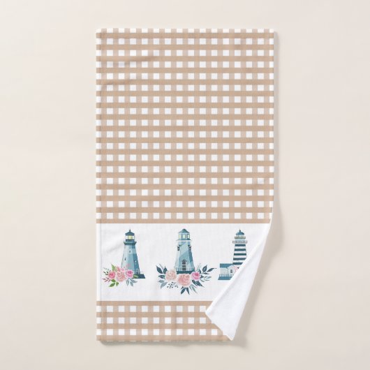 Leuchtturm und Gingham Kariert Bath Handtuch Set (Handtuch)