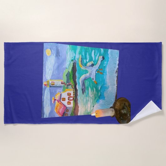 Leuchtturm und Glanz bei Kerzenlicht 🕯️ Strandtuch (Vorderseite)