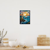 Leuchtturm und Großschiff Poster (Küche)