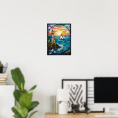 Leuchtturm und Großschiff Poster (Heimbüro)