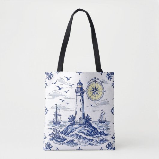 Leuchtturm und Kompass Tasche (Vorderseite)