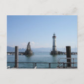 Leuchtturm und Löwe im Hafen von Lindau Postkarte (Vorderseite)