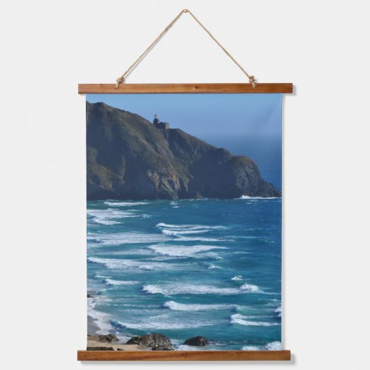 Leuchtturm und Meer Wandteppich Mit Holzrahmen (Vorderseite)