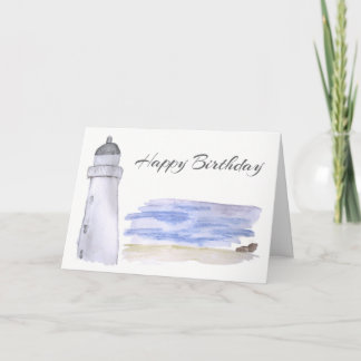Leuchtturm und Meer Wasserfarbstift Kunst Geburtst Karte