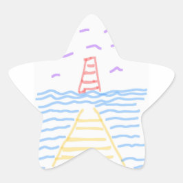 Leuchtturm und Pier Stern-Aufkleber