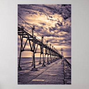 Leuchtturm und Pier von Grand Haven, Grand Haven Poster