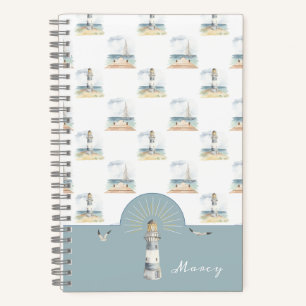 Leuchtturm und Sailboat Traumstrand Notizblock