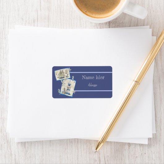 Leuchtturm und Schiff Adressaufkleber (Insitu)