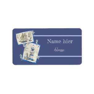 Leuchtturm und Schiff Adressaufkleber