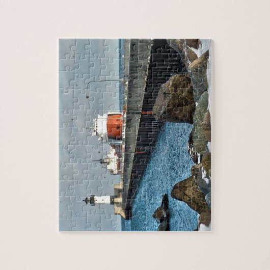 Leuchtturm und Schiff Puzzle (Vertikal)