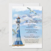 Leuchtturm und Seagulls - alles in einer Strandhoc Einladung (Rückseite)