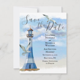 Leuchtturm und Seagulls Nautical Beach Hochzeit Save The Date