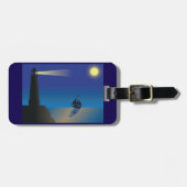 Leuchtturm und Segelboot am Nachmittag Mondlicht Gepäckanhänger (Vorderseite horizontal)